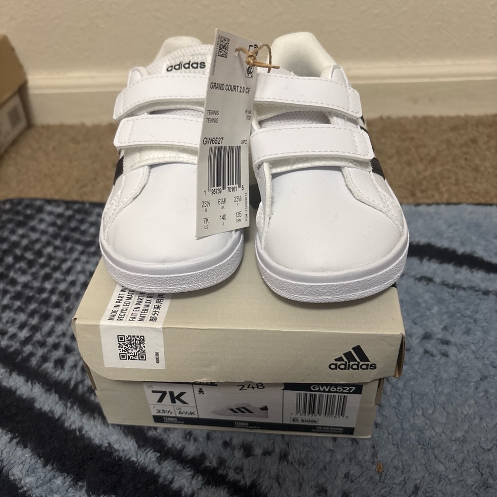 Adidas Kids White and Black Sneakers
